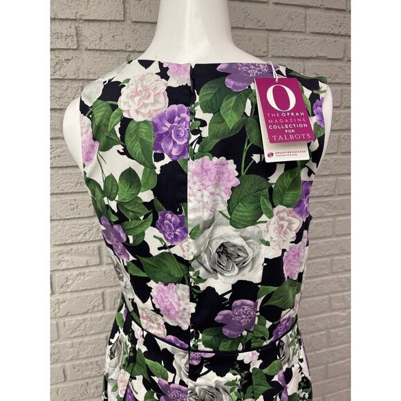 Talbots Oprah Collection Women Sleeveless Floral Print Pleat Fit Flare Dress 6P - Picture 8 of 10